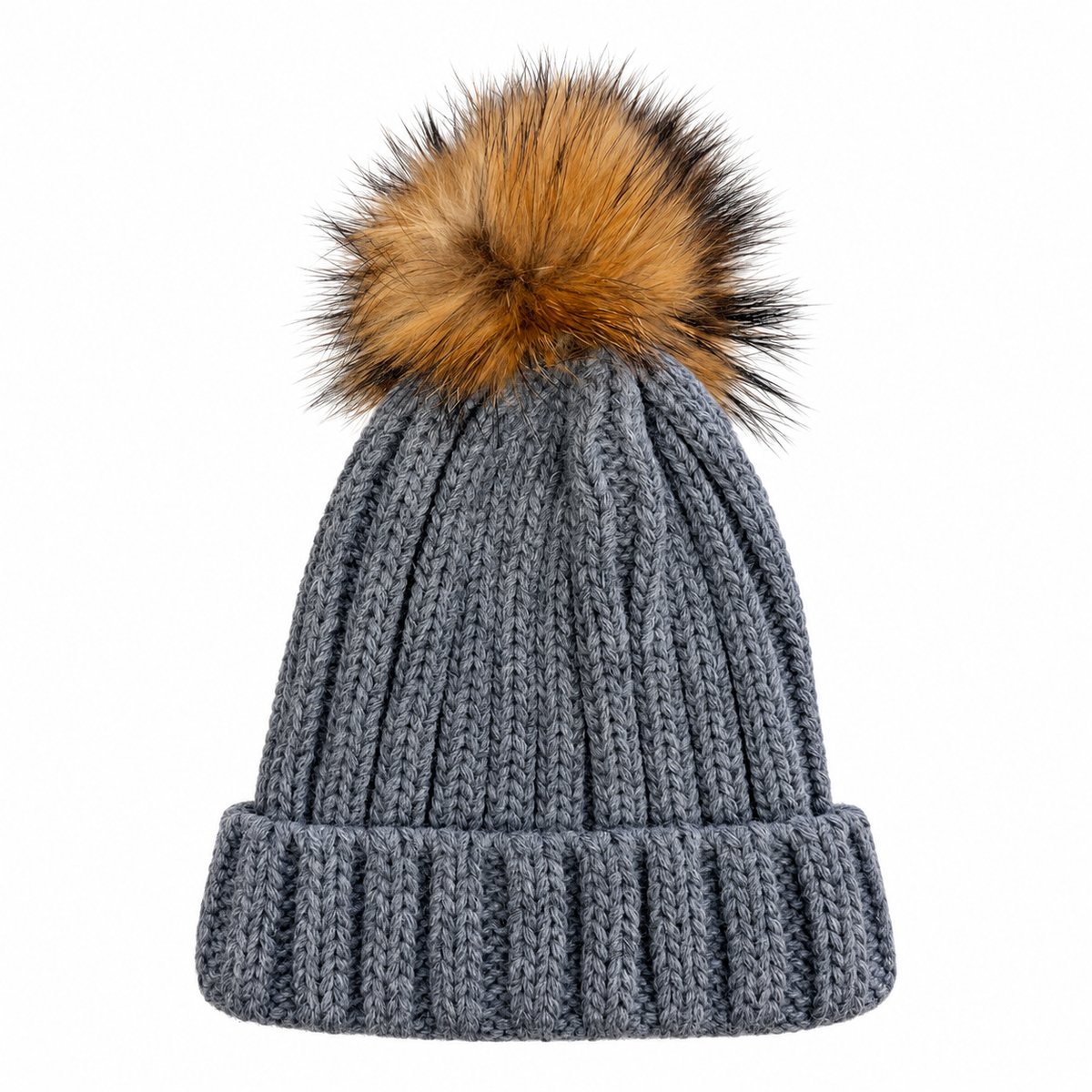 Gorro Pompon pelo gris bebe