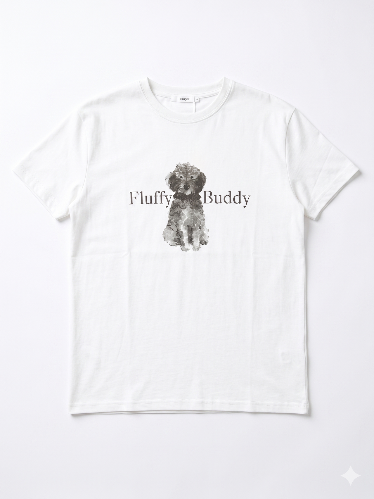 Camiseta blanca de manga corta con estampado de perrito 