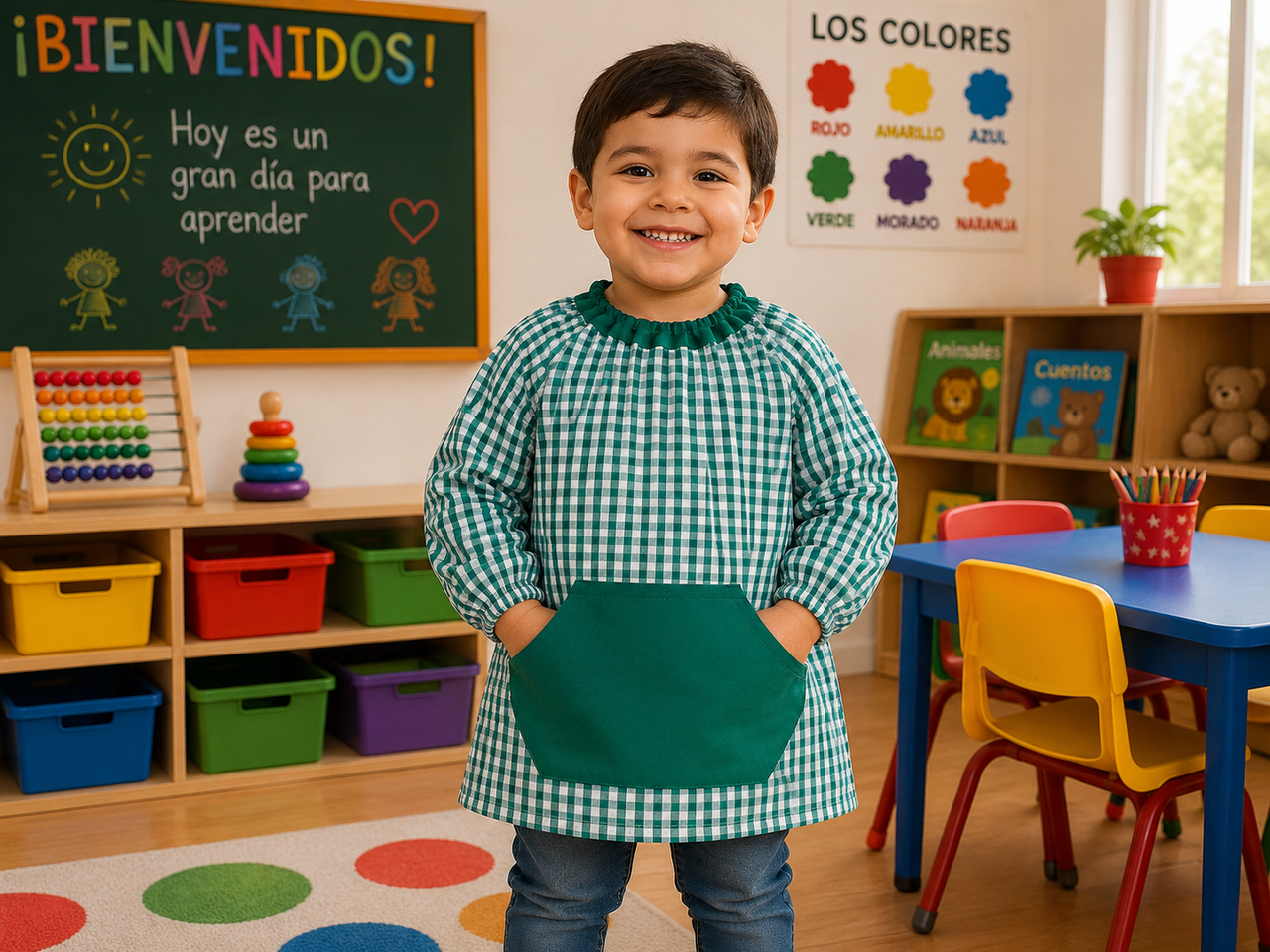 Mandilon bata escolar tipo poncho