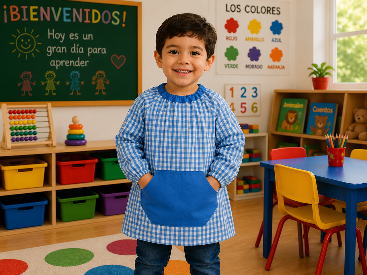 Mandilon bata escolar tipo poncho
