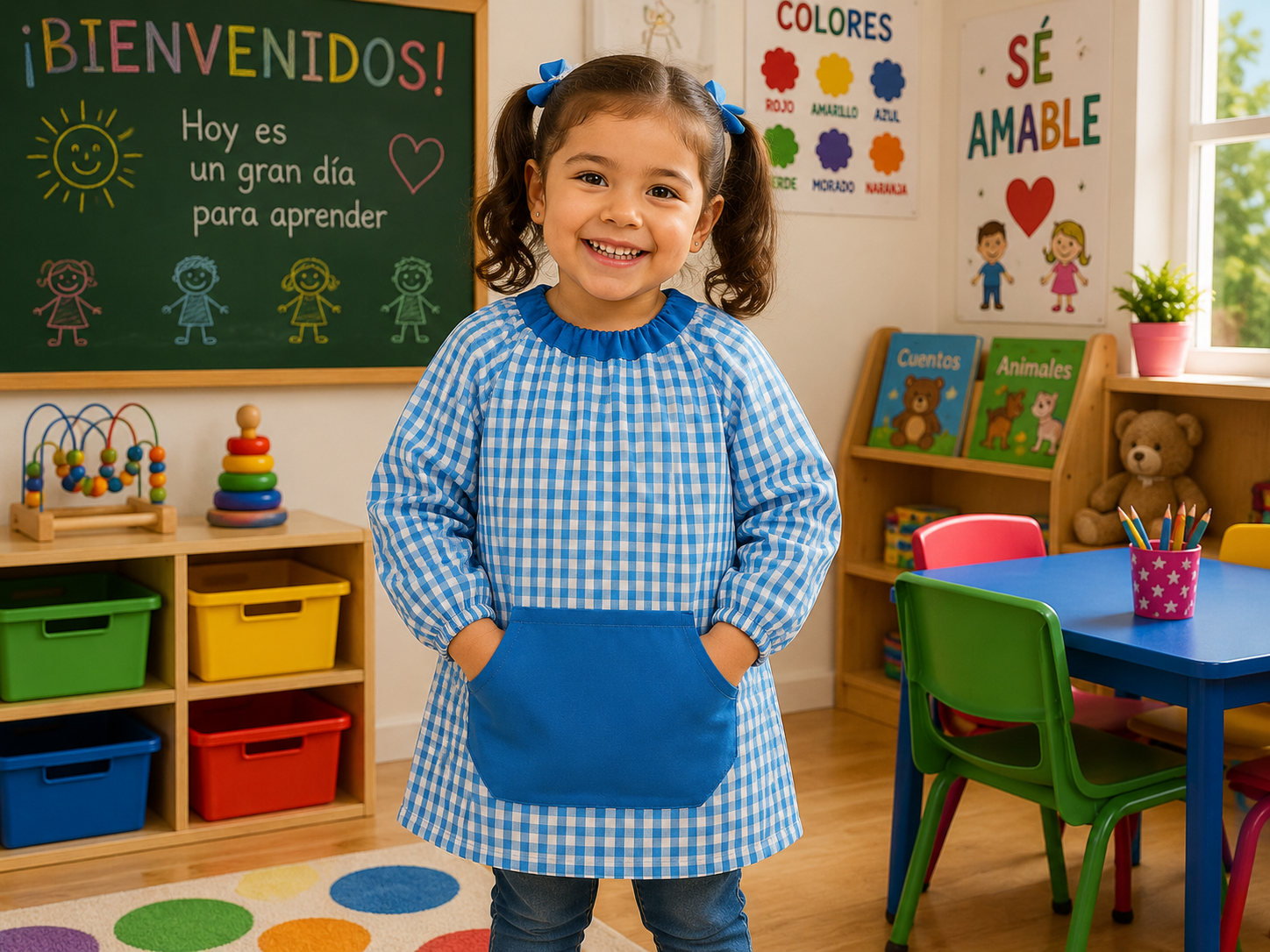 Mandilon bata escolar tipo poncho
