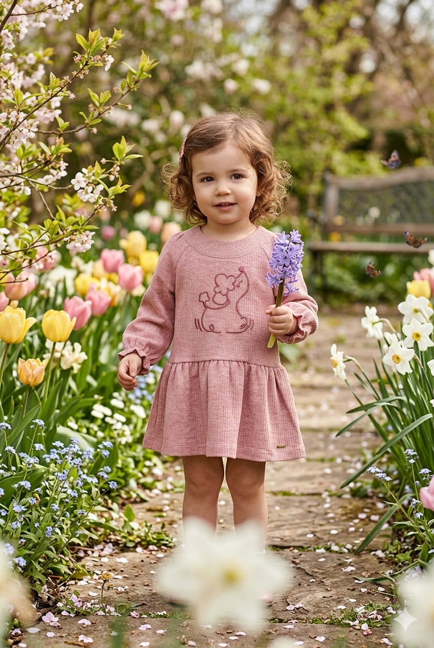 Vestido bebé canalé niña