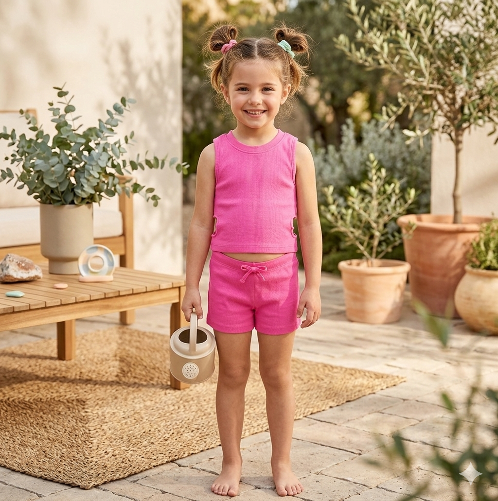 Top canalé de niña