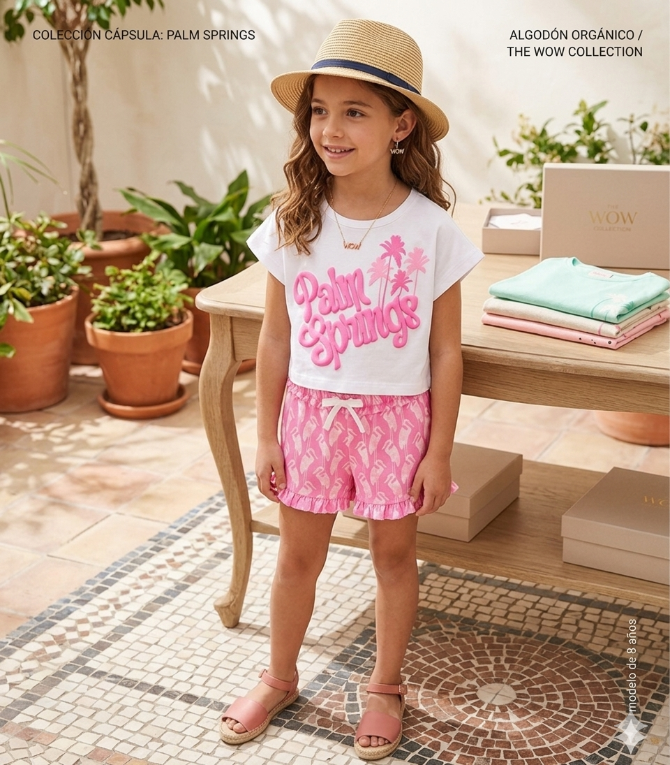Camiseta punto manga corta de niña