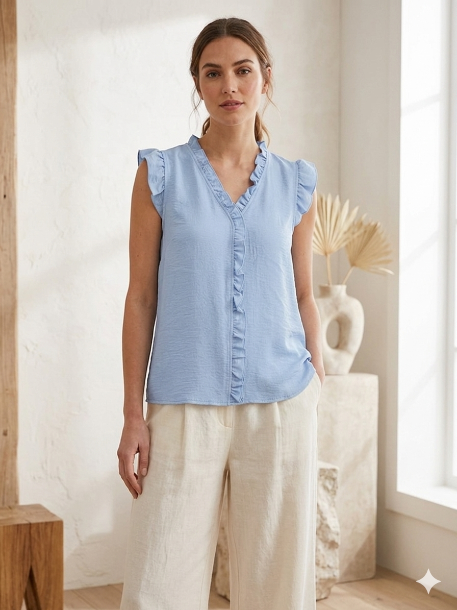 Blusa volante cuello pico