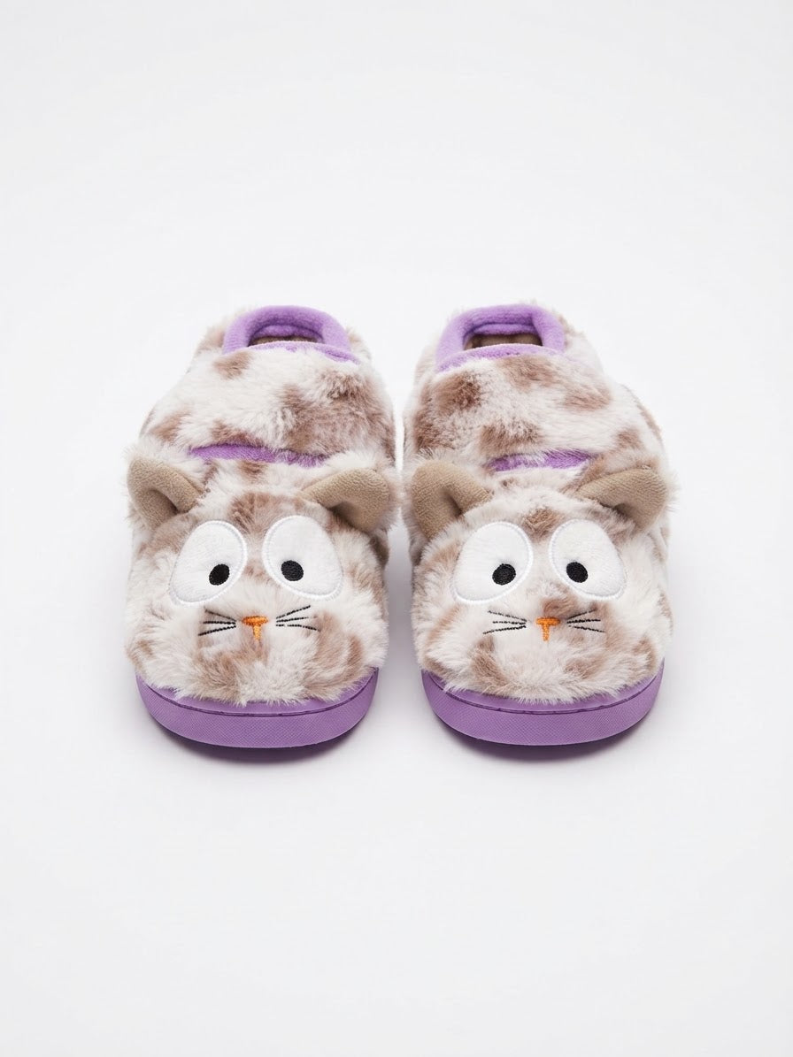 Zapatillas sherpa gato con velcro