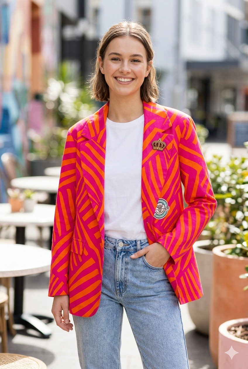 Americana parches fucsia-naranja