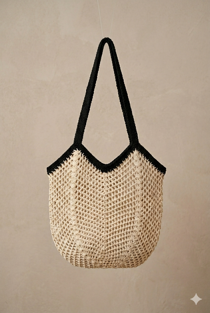 Bolso Rafia Beige Remate Negro