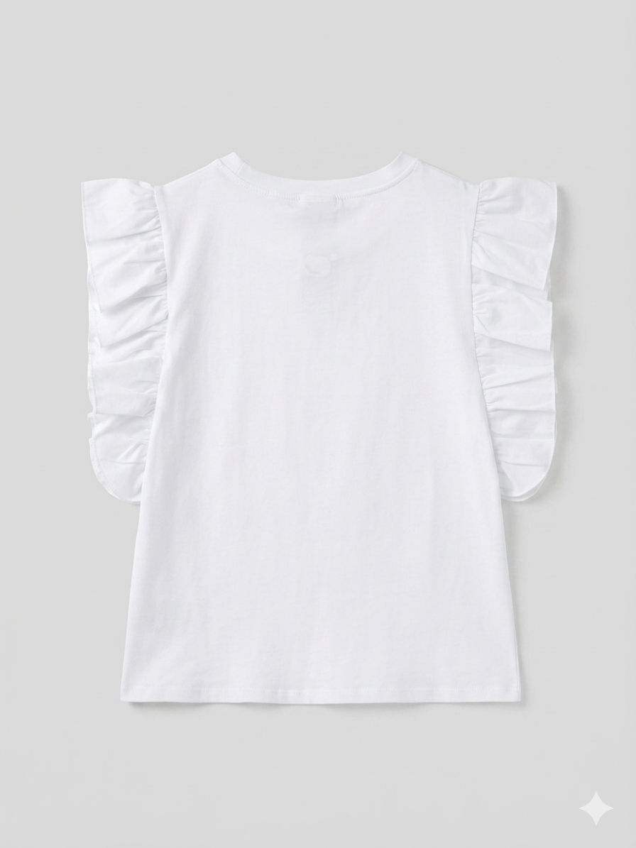 Camiseta volantes estampado delantero