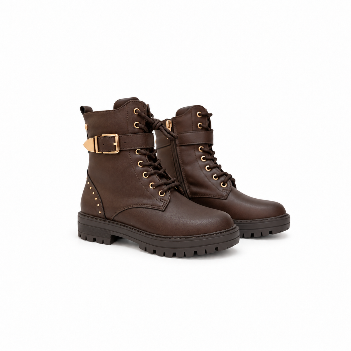 Bota militar hebilla dorada