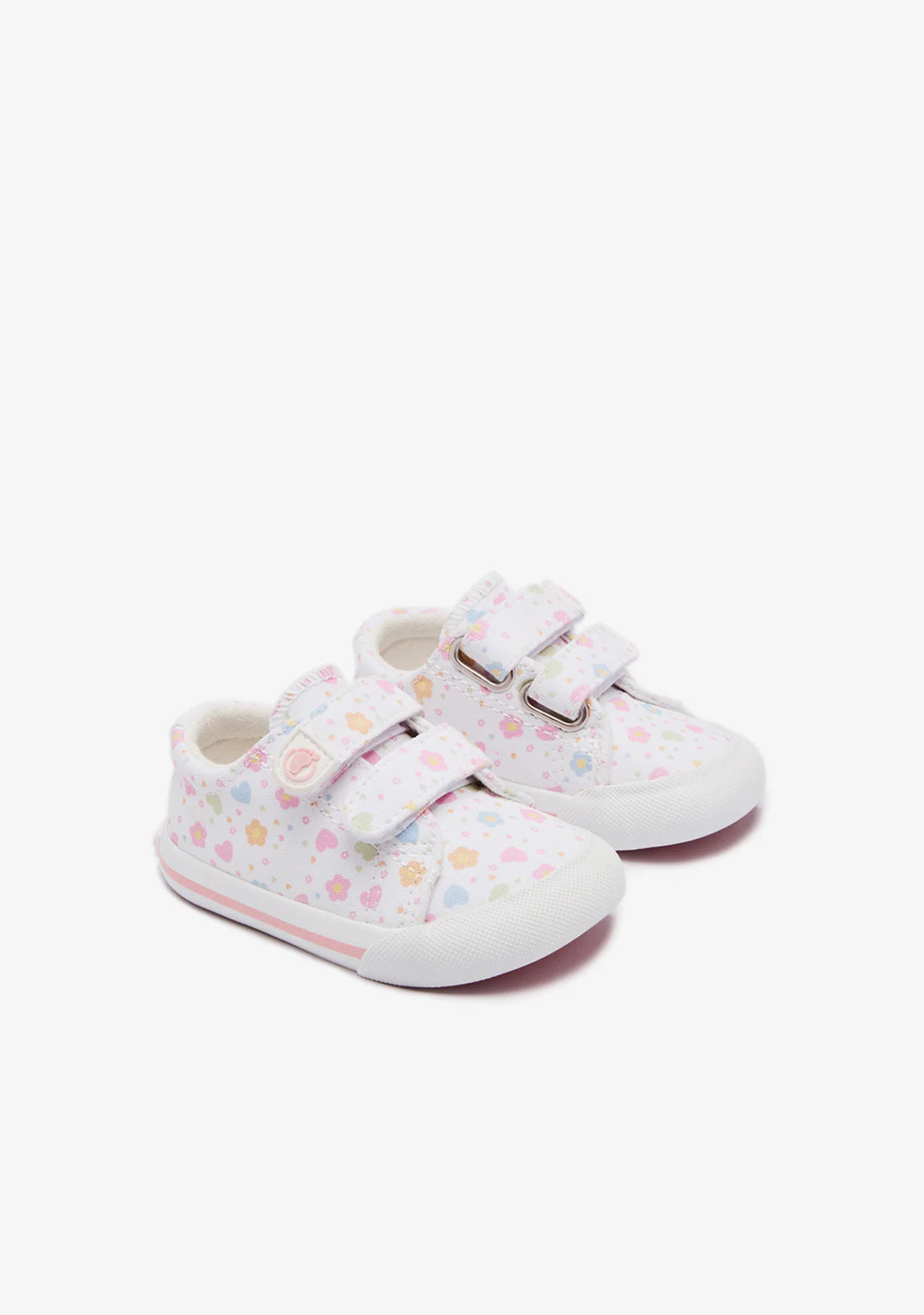 Zapatillas bebé niña barefoot lona corazones