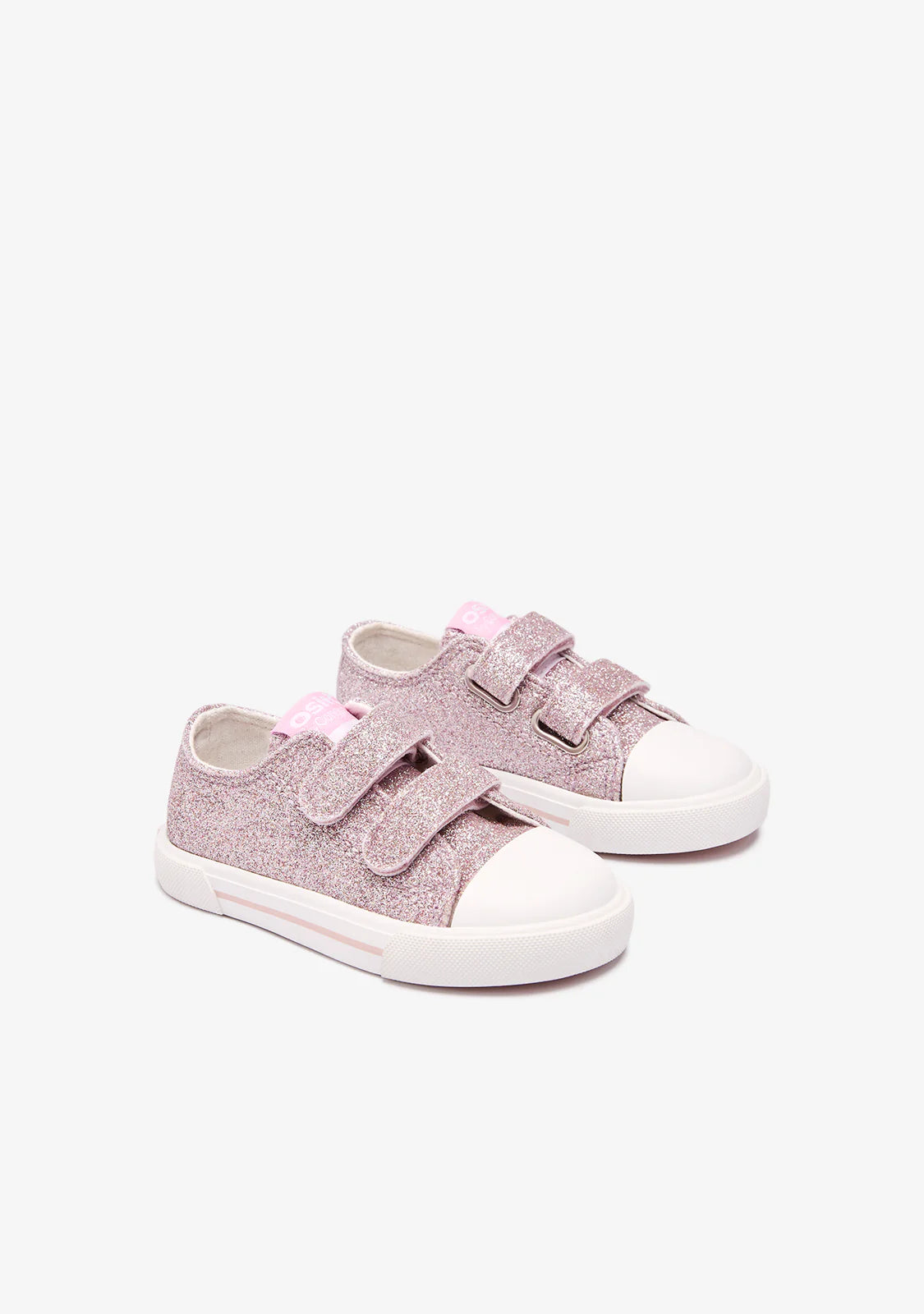 Zapatillas bebé glitter rosa lona