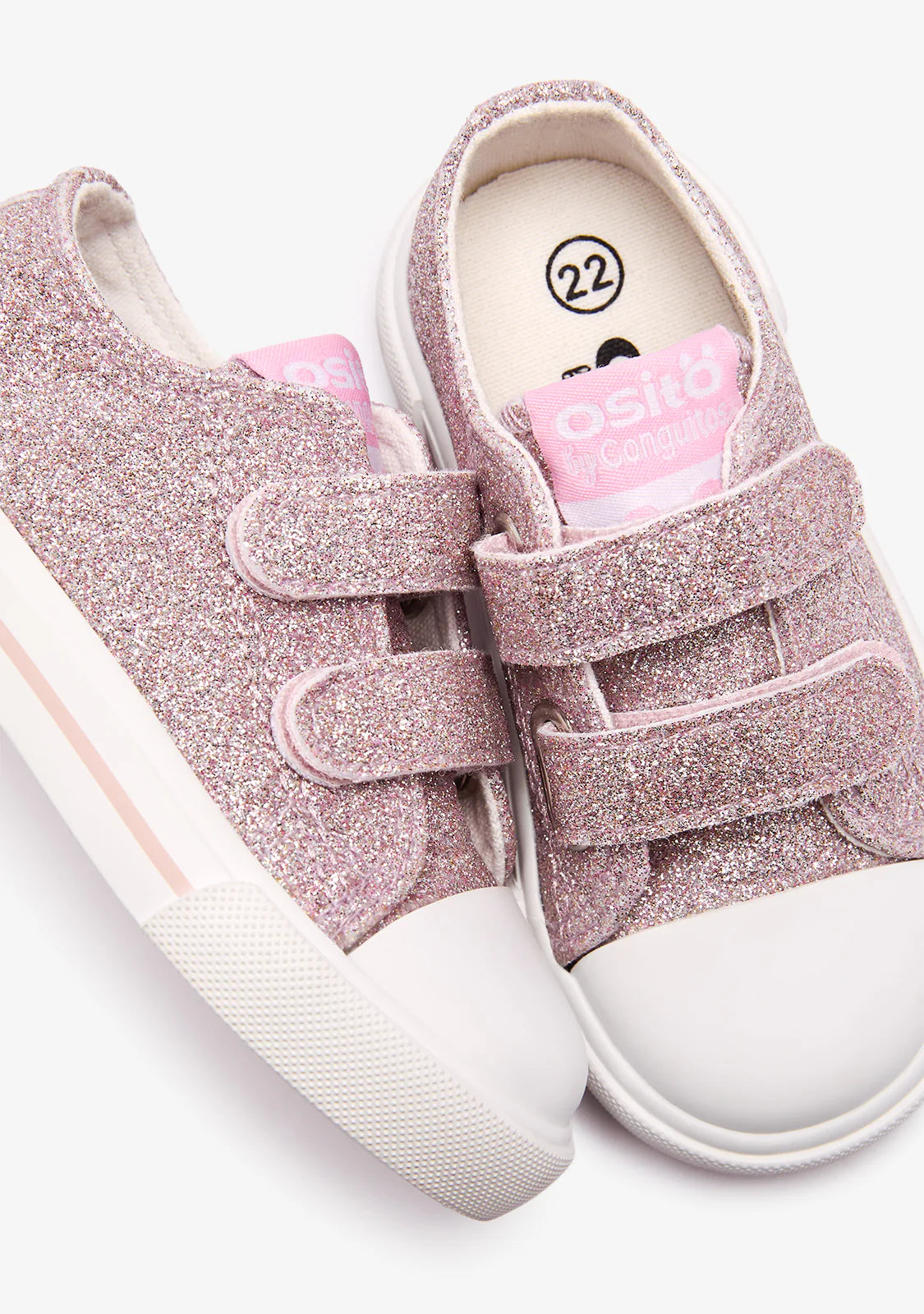 Zapatillas bebé glitter rosa lona