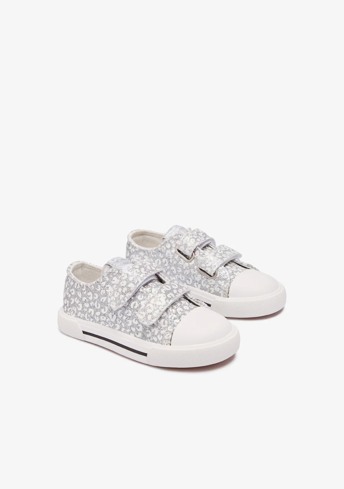 Zapatillas bebé niña glitter plata lona