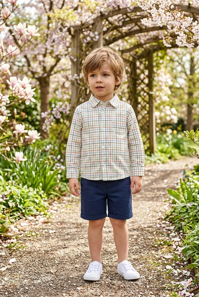 Camisa bebé de cuadros manga larga