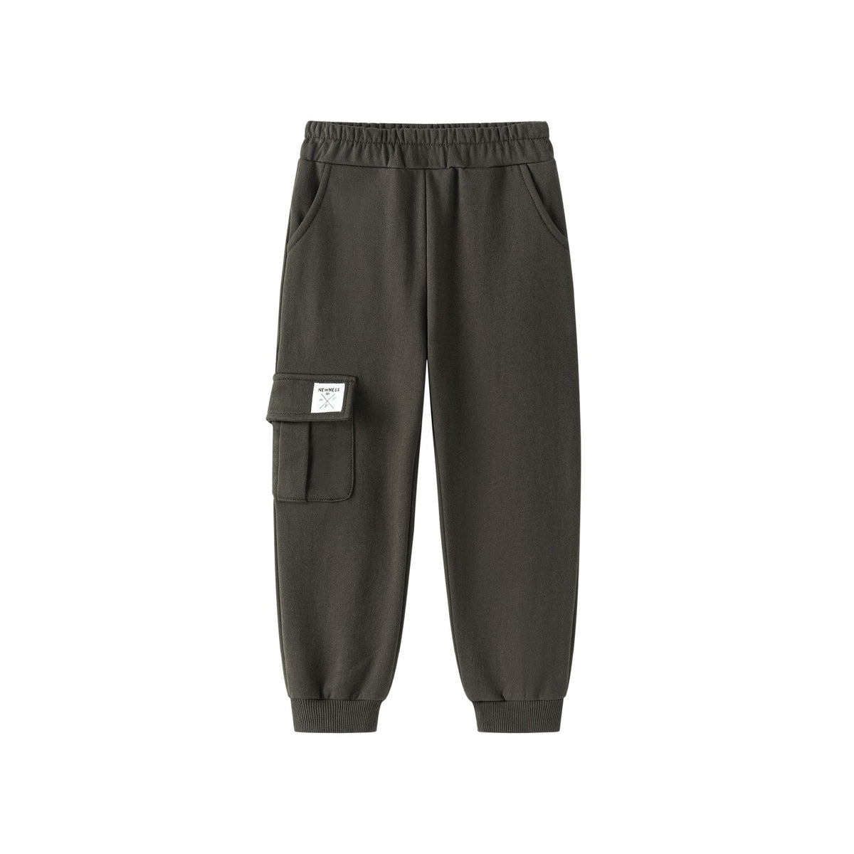 Pantalón felpa cargo marrón niño y bebé.