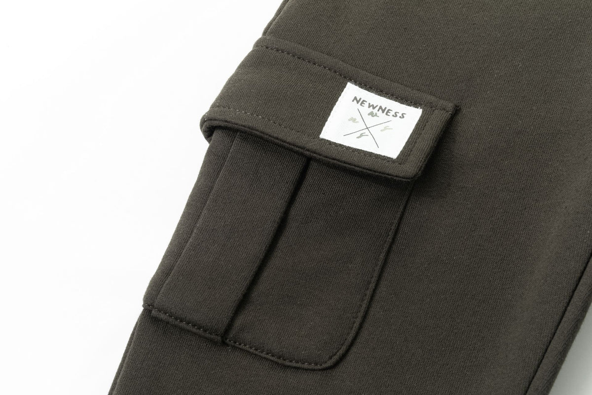 Pantalón felpa cargo marrón niño y bebé.