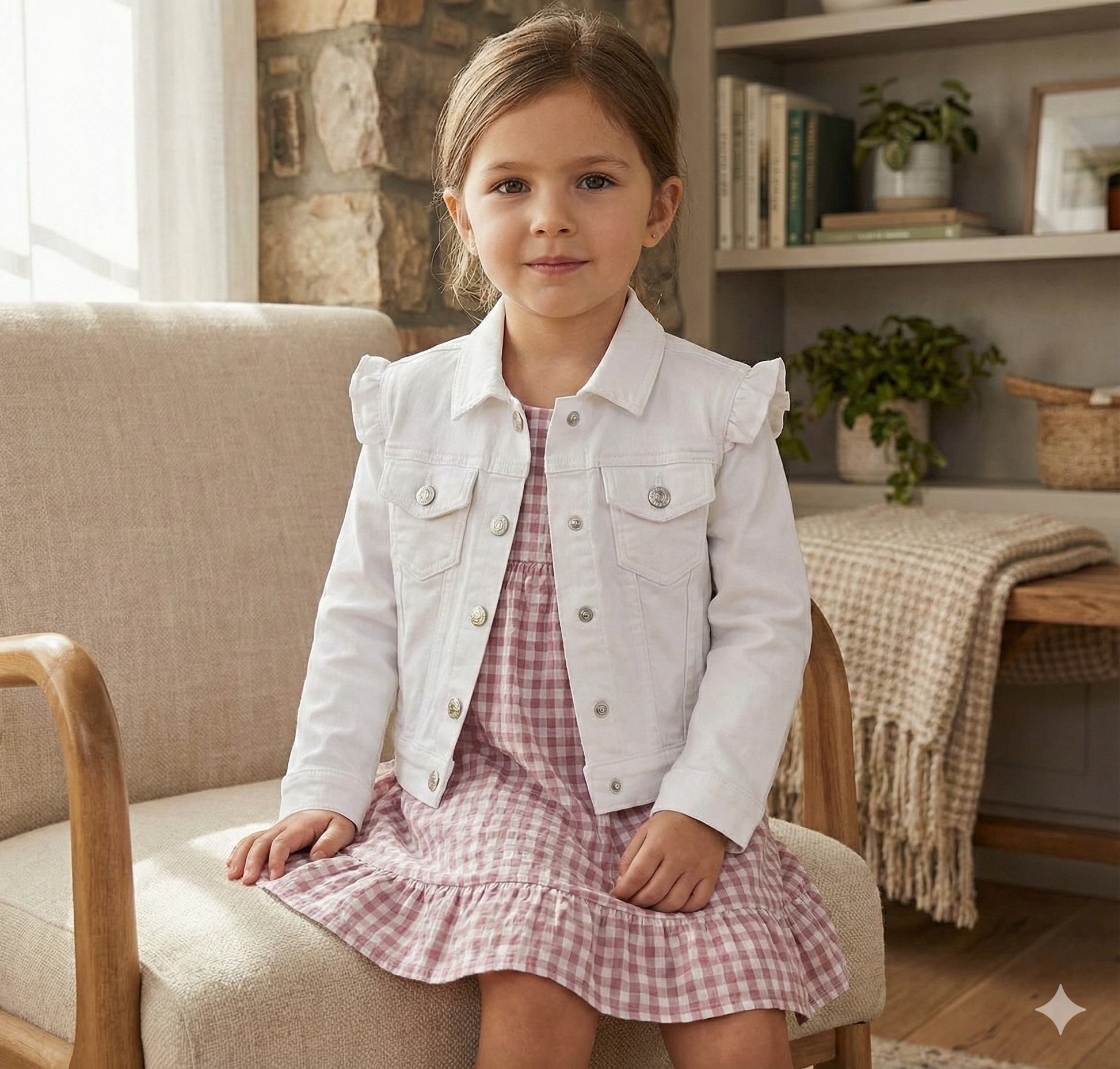 Chaqueta Vaquera Niña Volante Manga