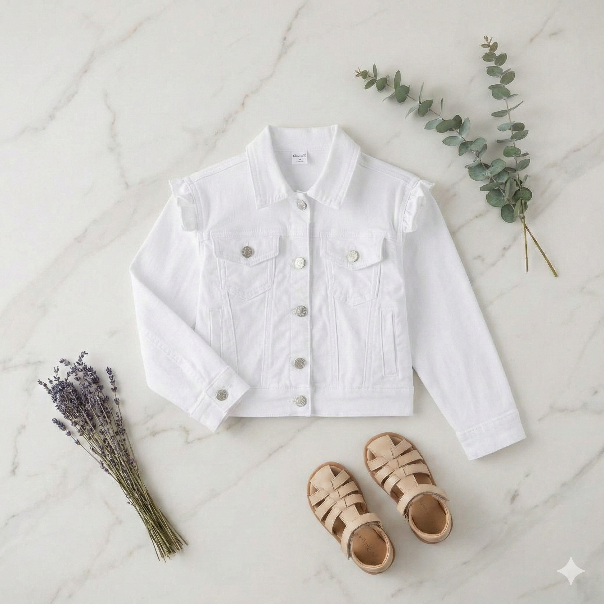 Chaqueta Vaquera Niña Volante Manga