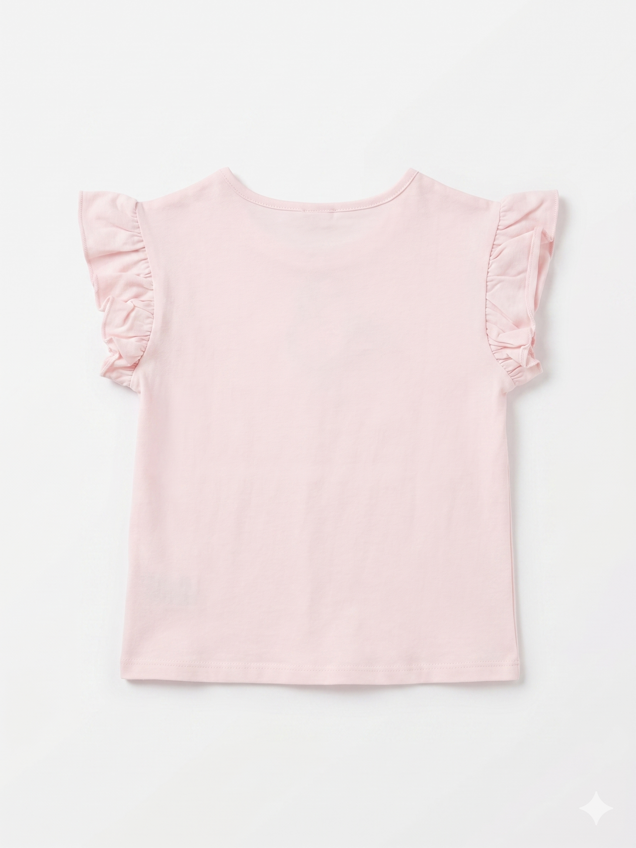 Camiseta lisa algodón manga corta con volantes niña.