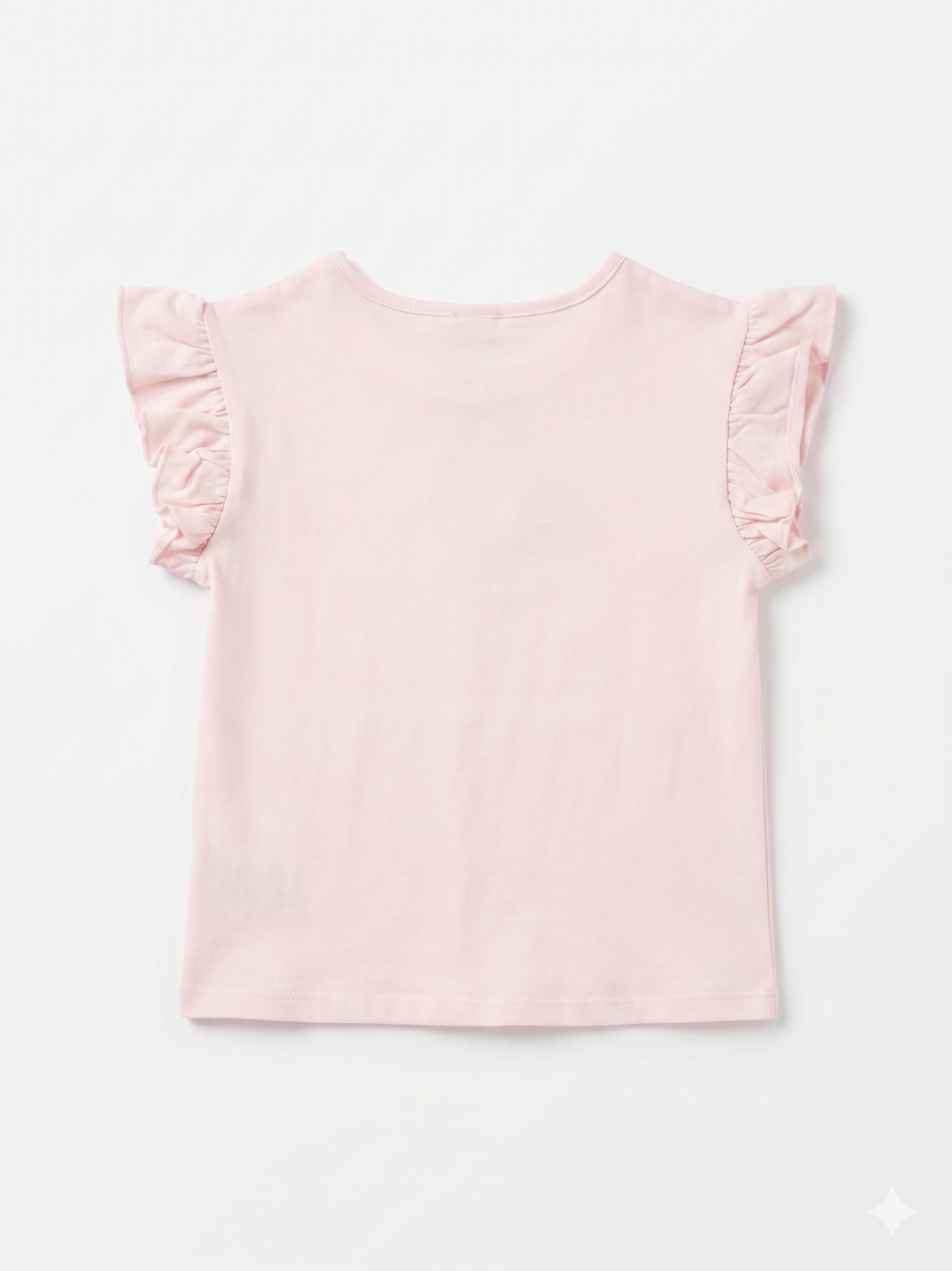 Camiseta lisa algodón manga corta con volantes niña.