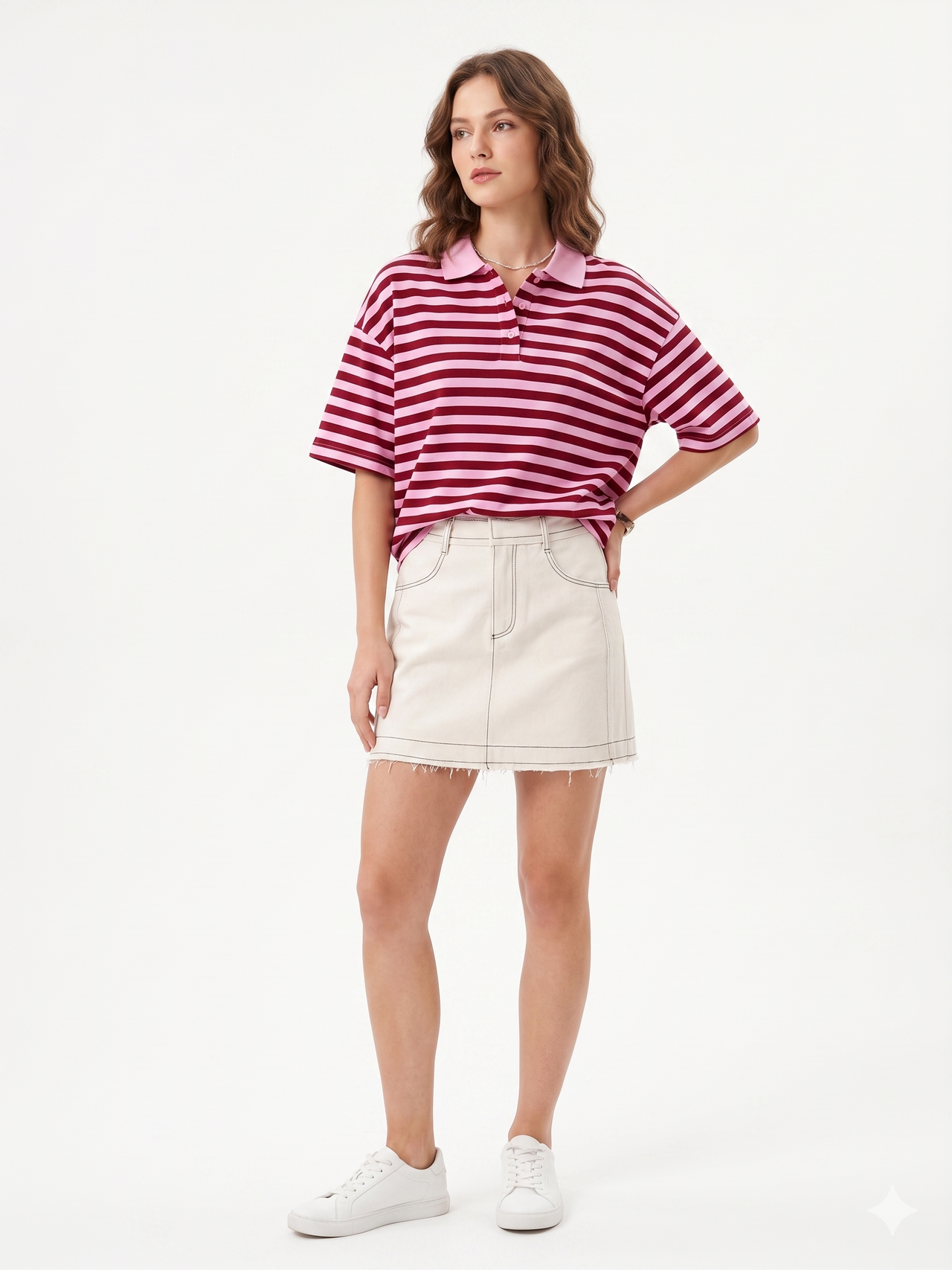 Polo de manga corta y estampado de rayas
