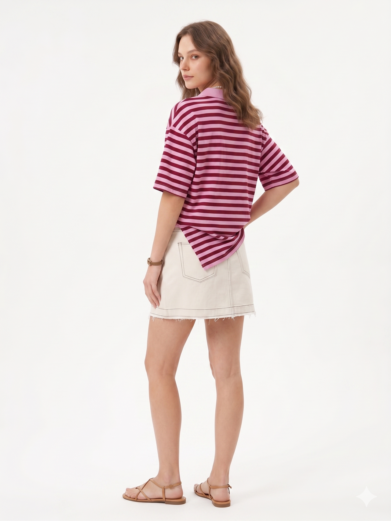 Polo de manga corta y estampado de rayas