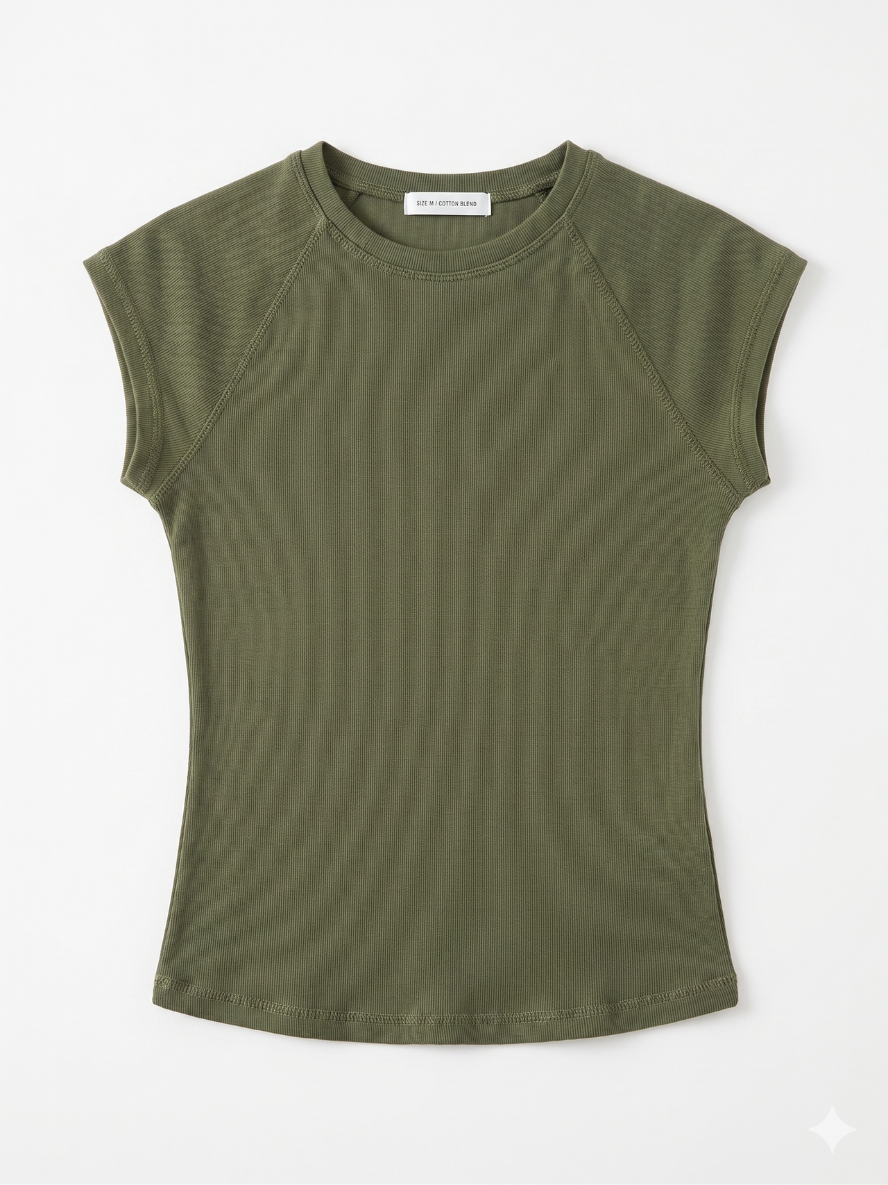 Camiseta con costuras verde militar