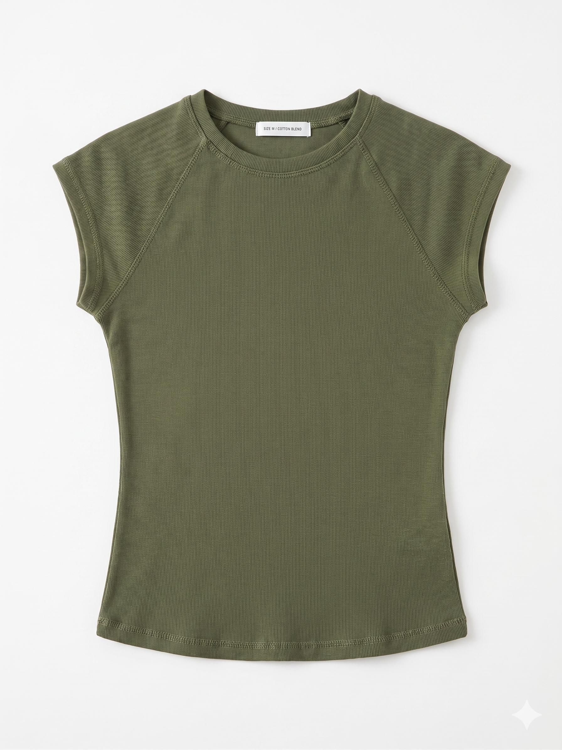 Camiseta con costuras verde militar