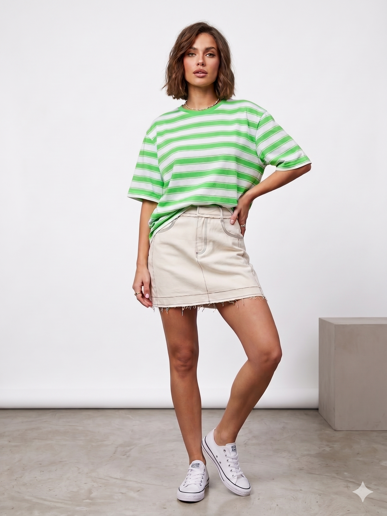 Camiseta de rayas verde fluor