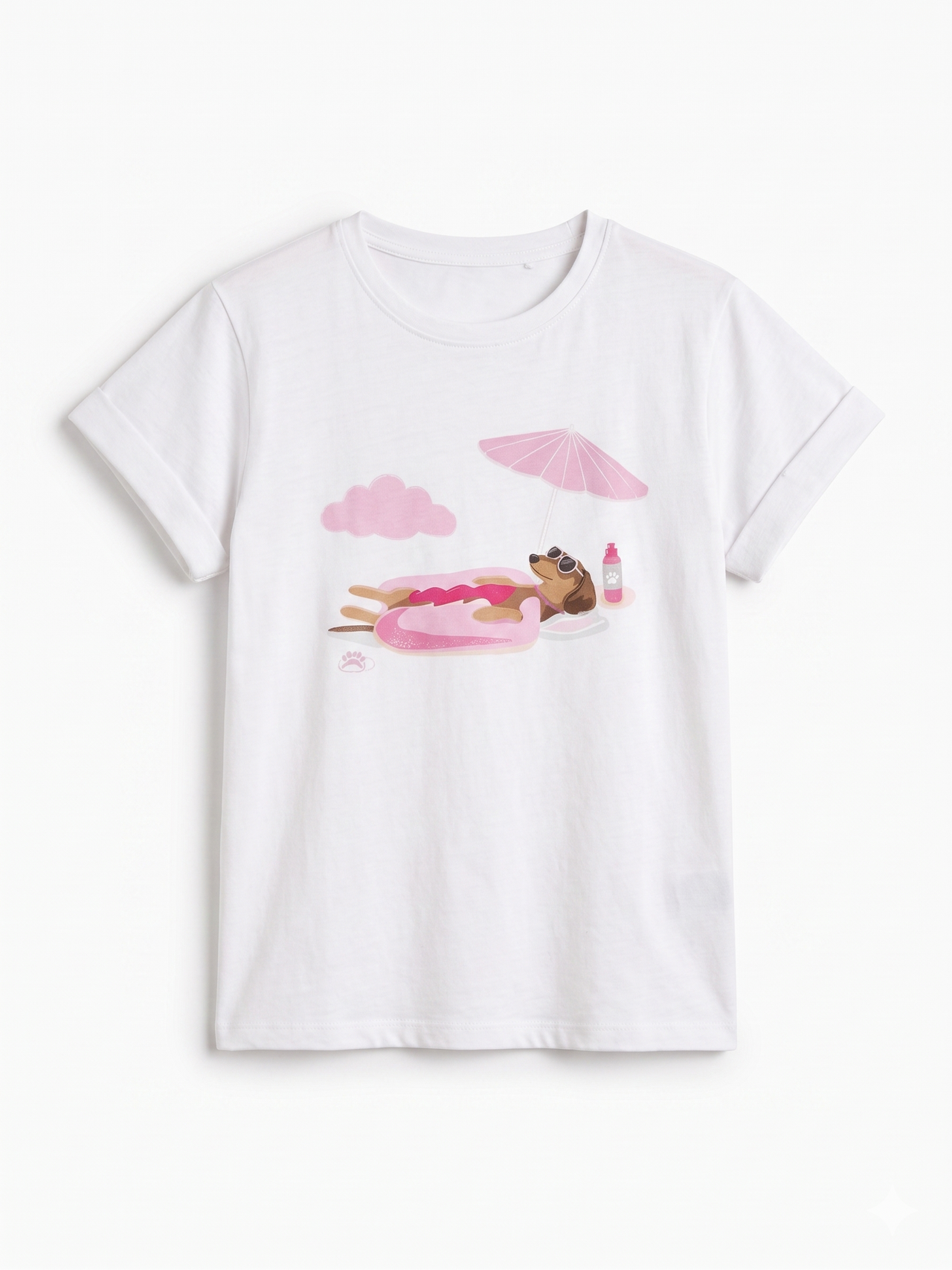 Camiseta manga vuelta perro estampado chica.