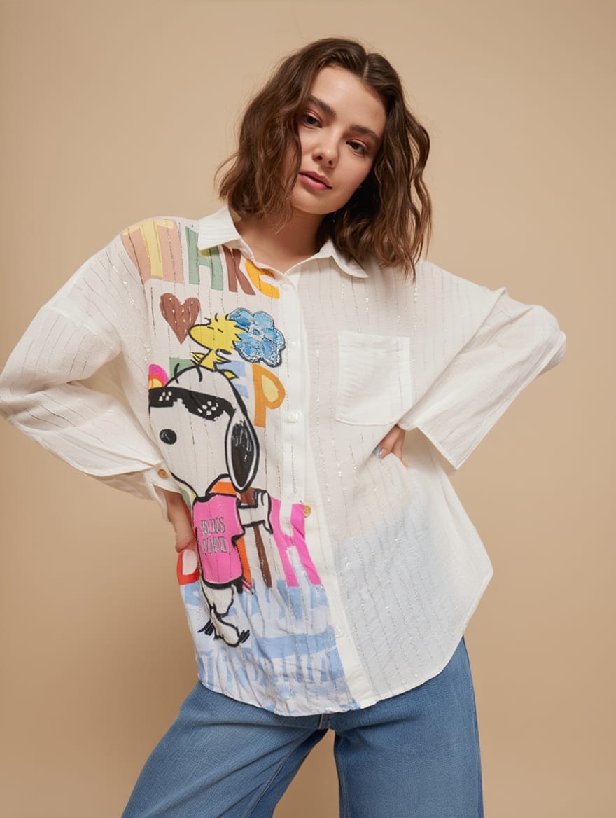 Camisa larga rayas Snoopy