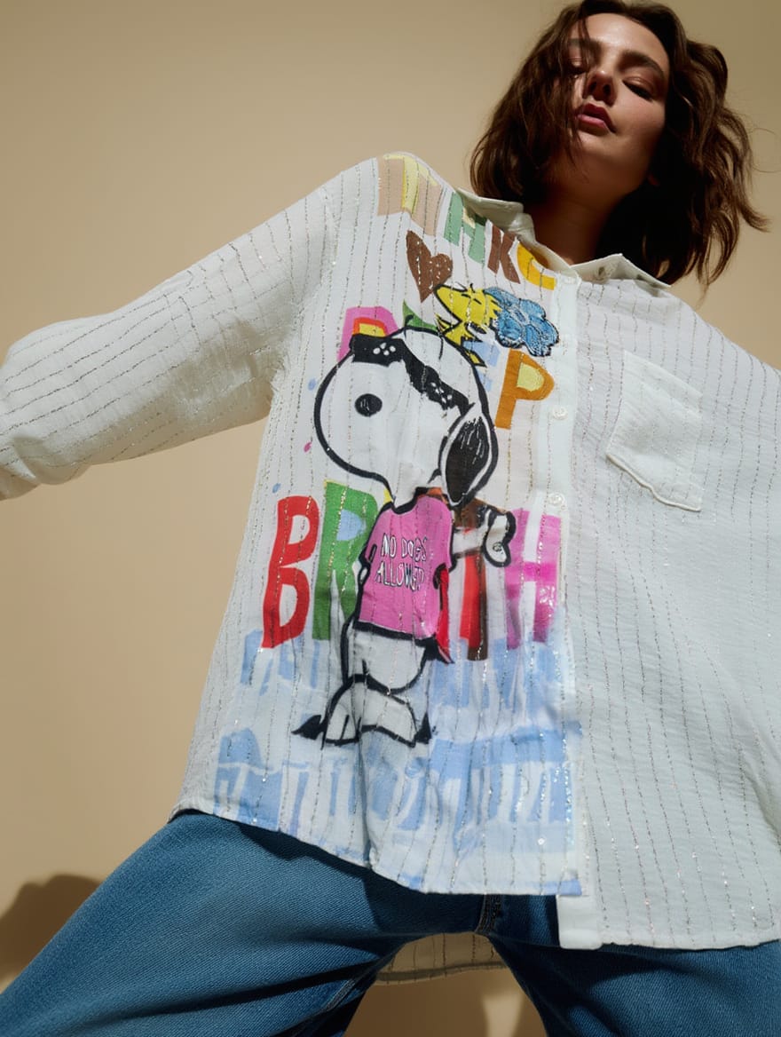 Camisa larga rayas Snoopy
