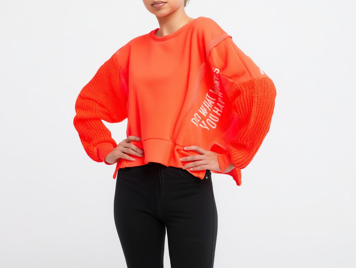 Sudadera fluor mangas en punto