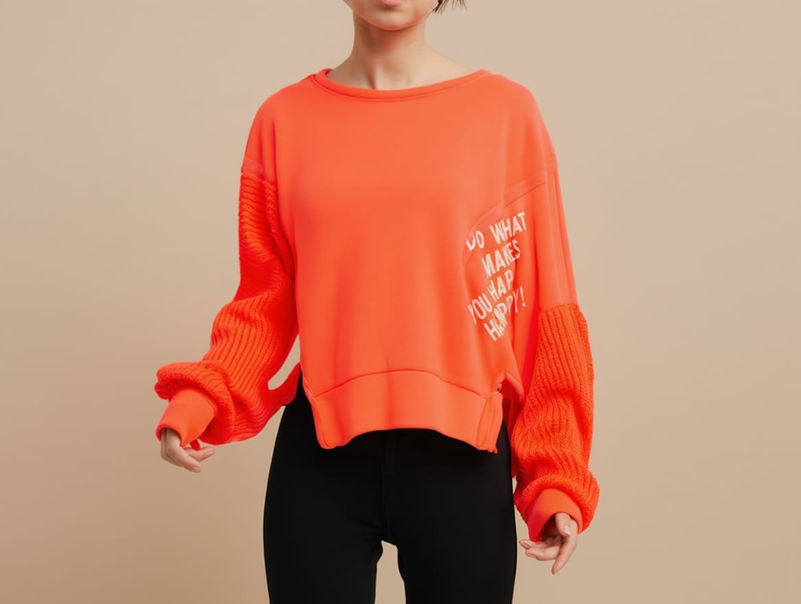 Sudadera fluor mangas en punto