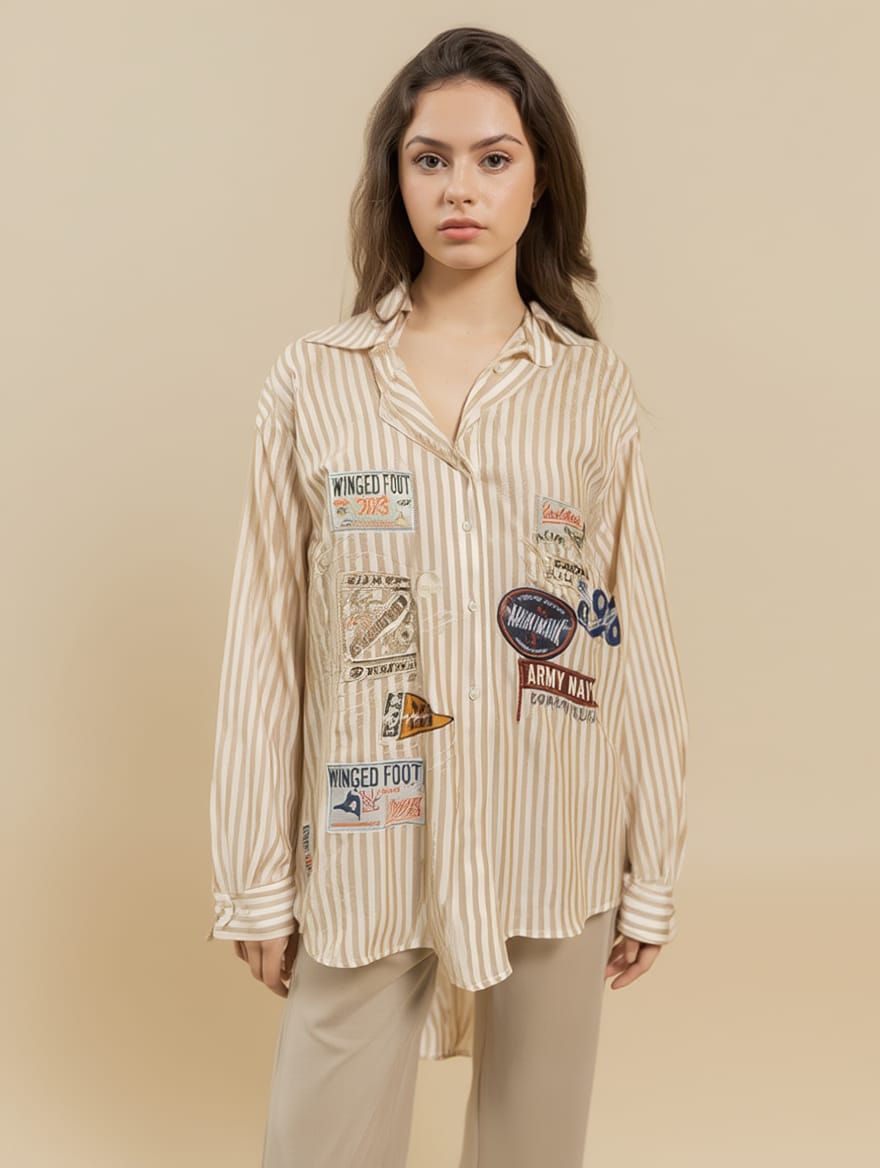 Camisa larga oversize rayas