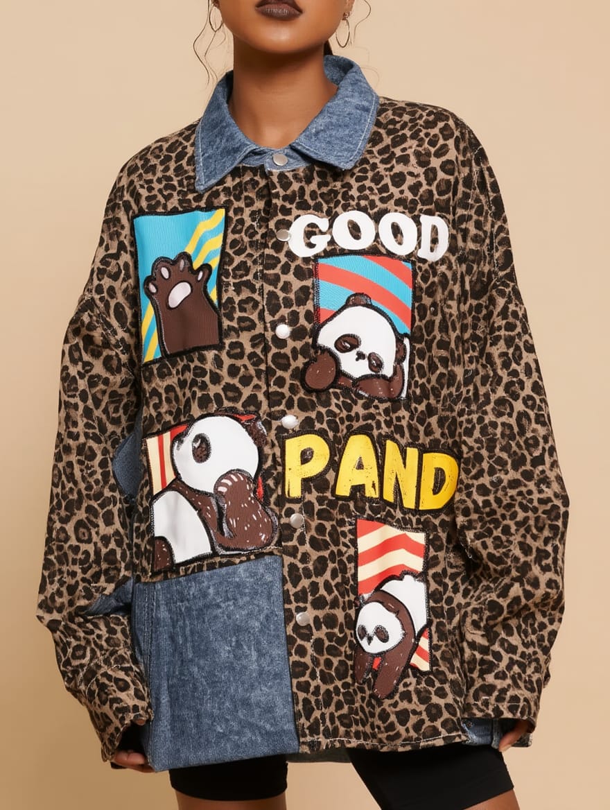 Cazadora vaquera parches animal print Oso