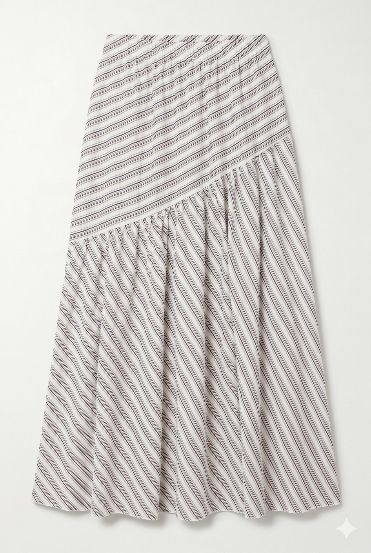Falda midi fluida con Estampado de rayas y vuelo chica.
