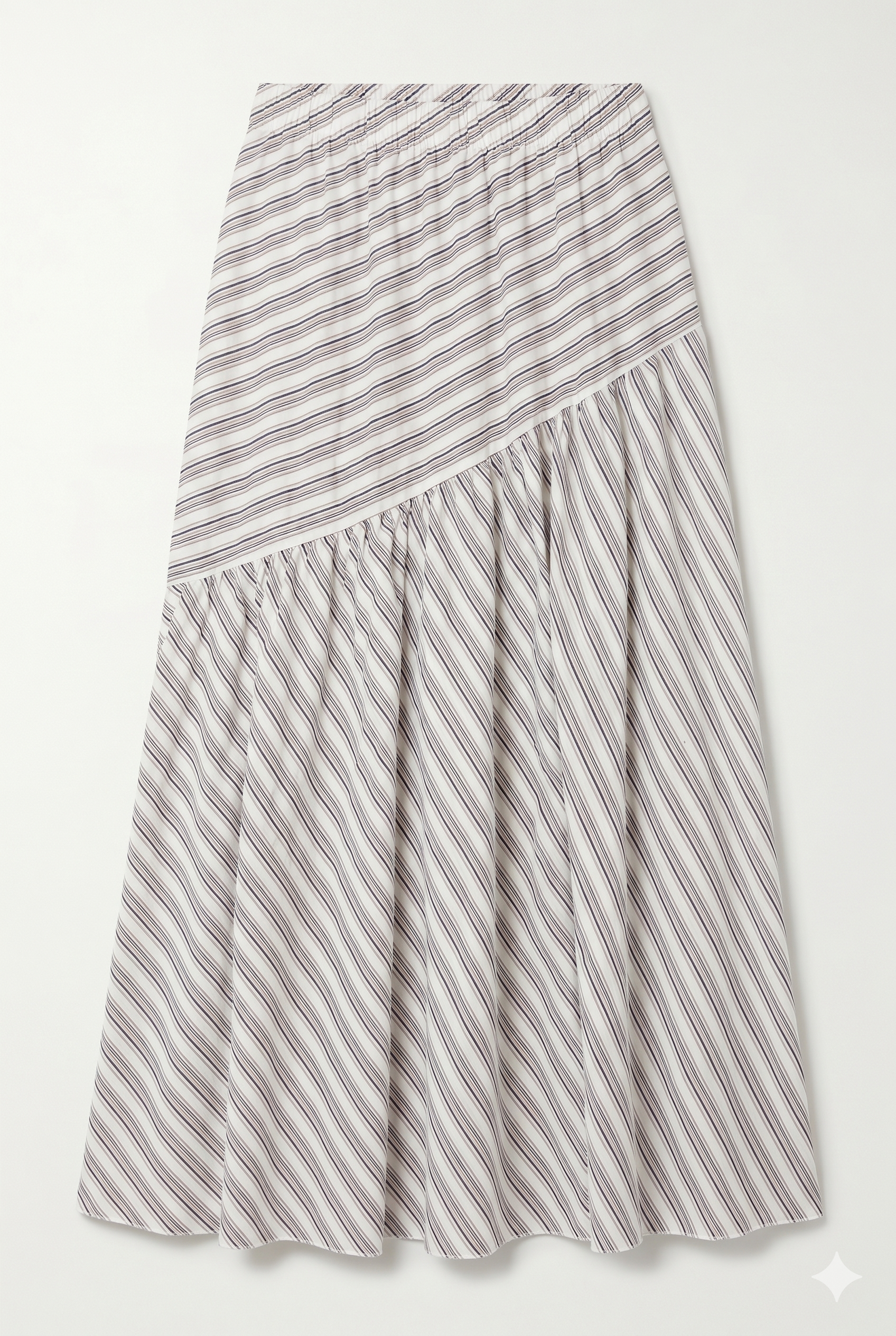Falda midi fluida con Estampado de rayas y vuelo chica.