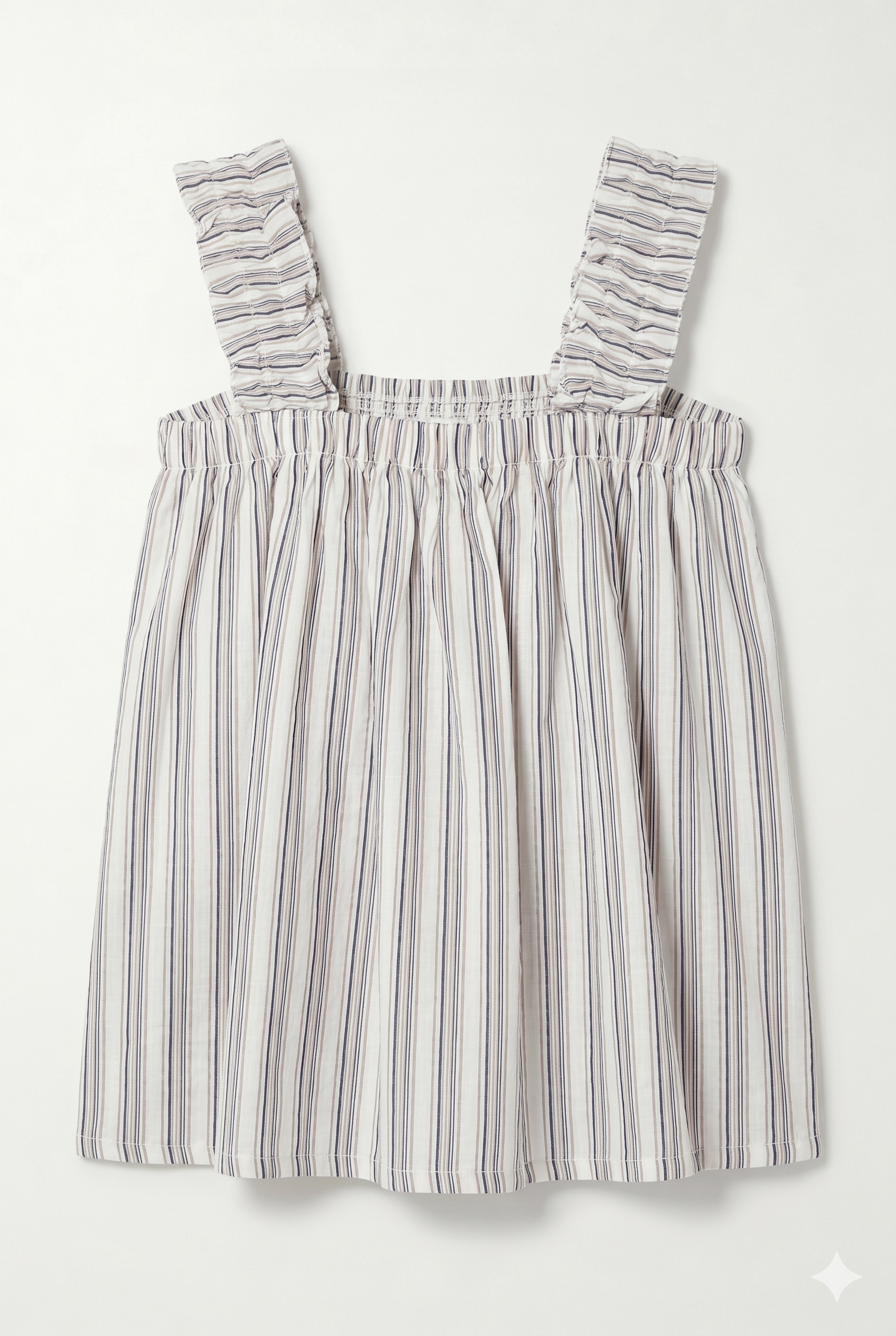 Top a rayas verticales con tirantes fruncidos chica.