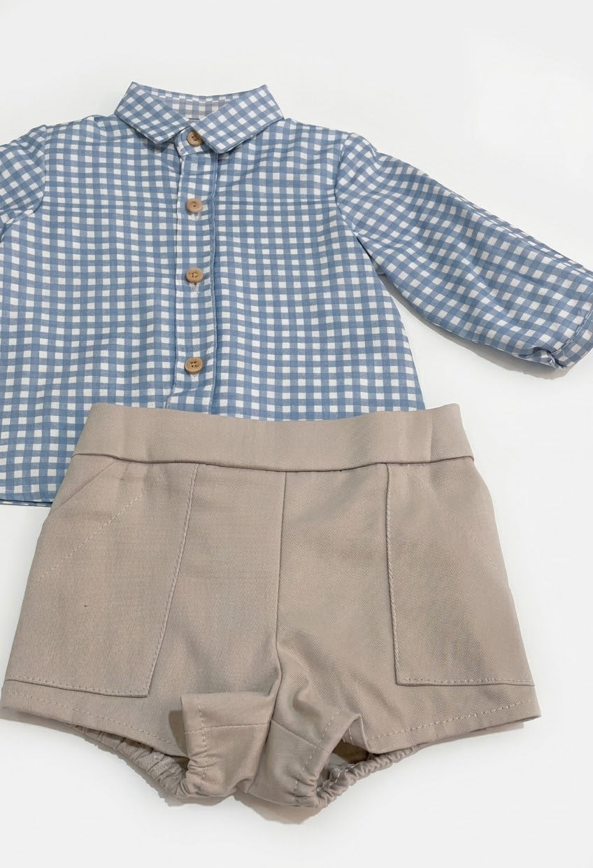 Conjunto camisa bombacho bebé niño manga larga