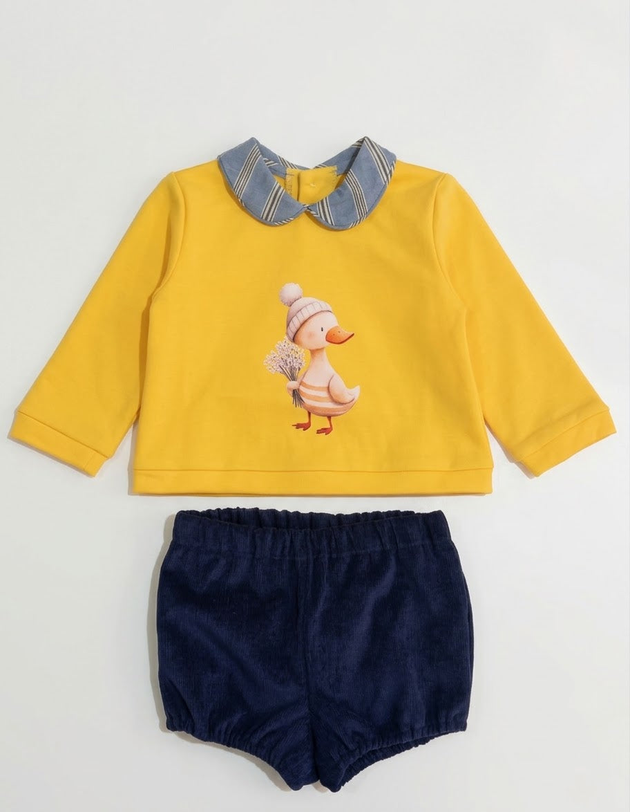 Conjunto niño amarillo manga larga pato
