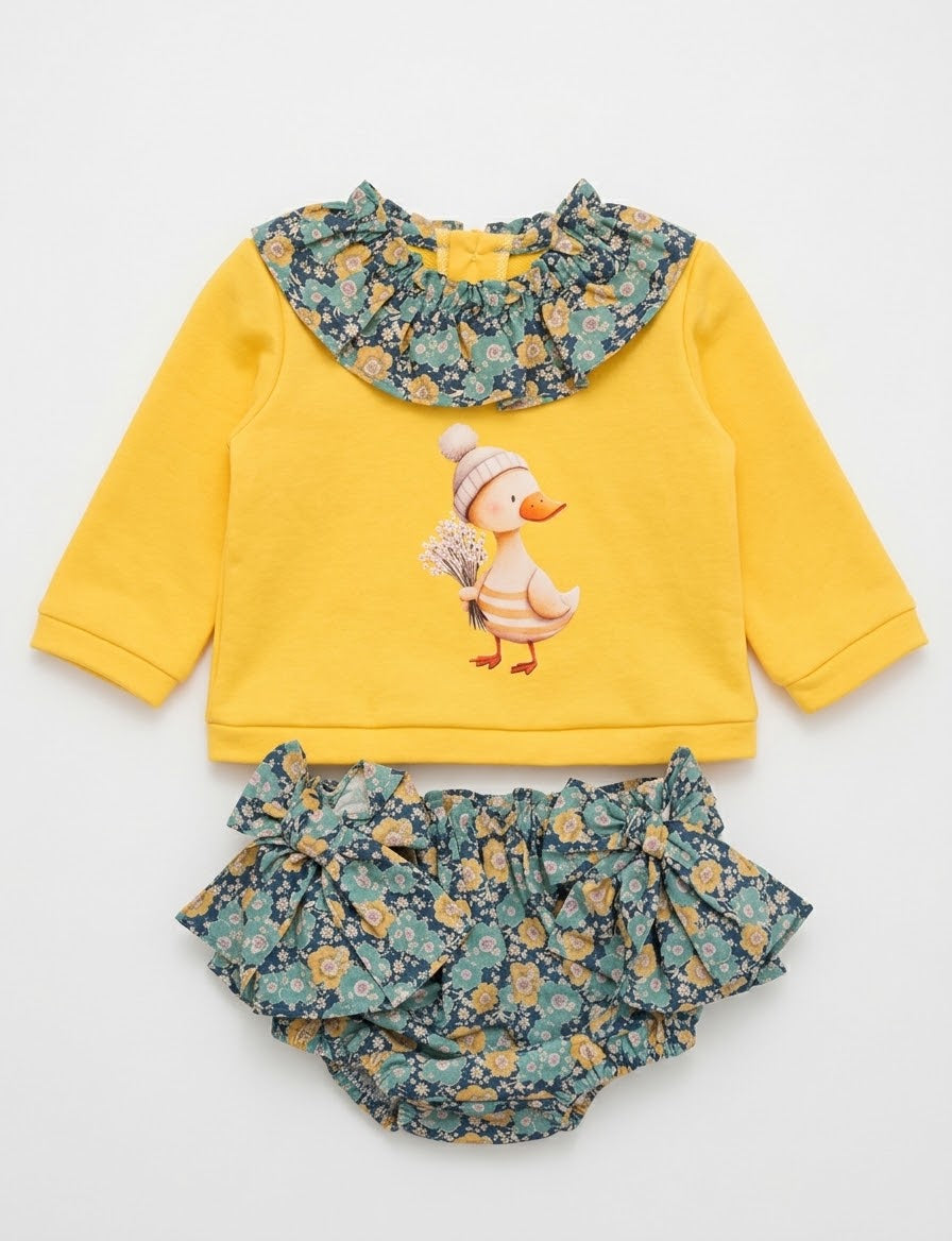Conjunto niña amarillo manga larga patito