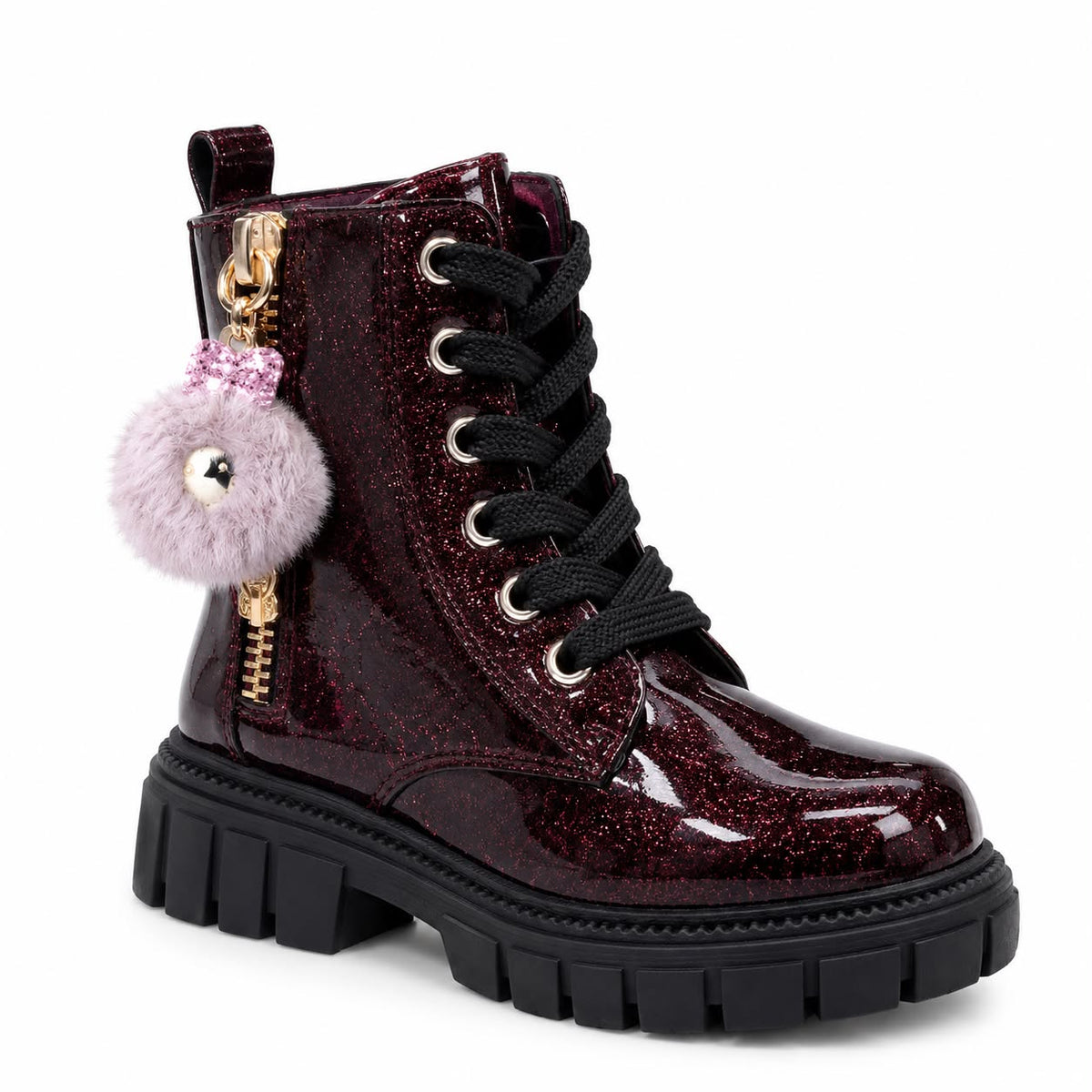 Bota militar purpurina corazón