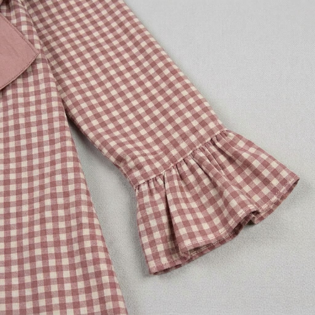 Vestido vichy niña manga larga