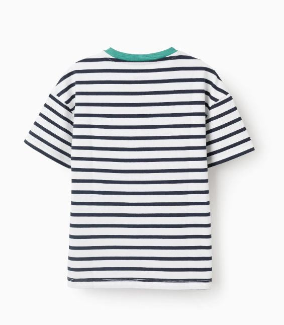 Camiseta manga corta rayas.