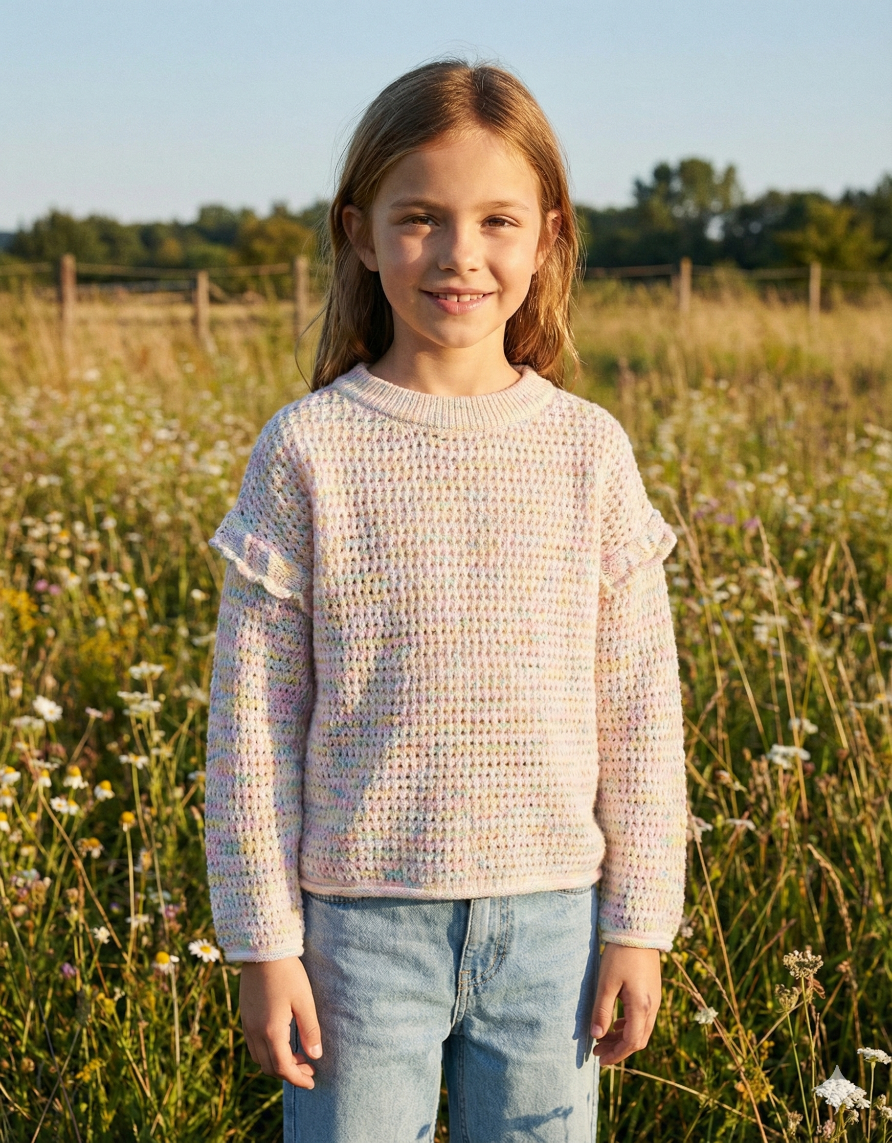 Jersey De Punto Con Volante En Manga Niña