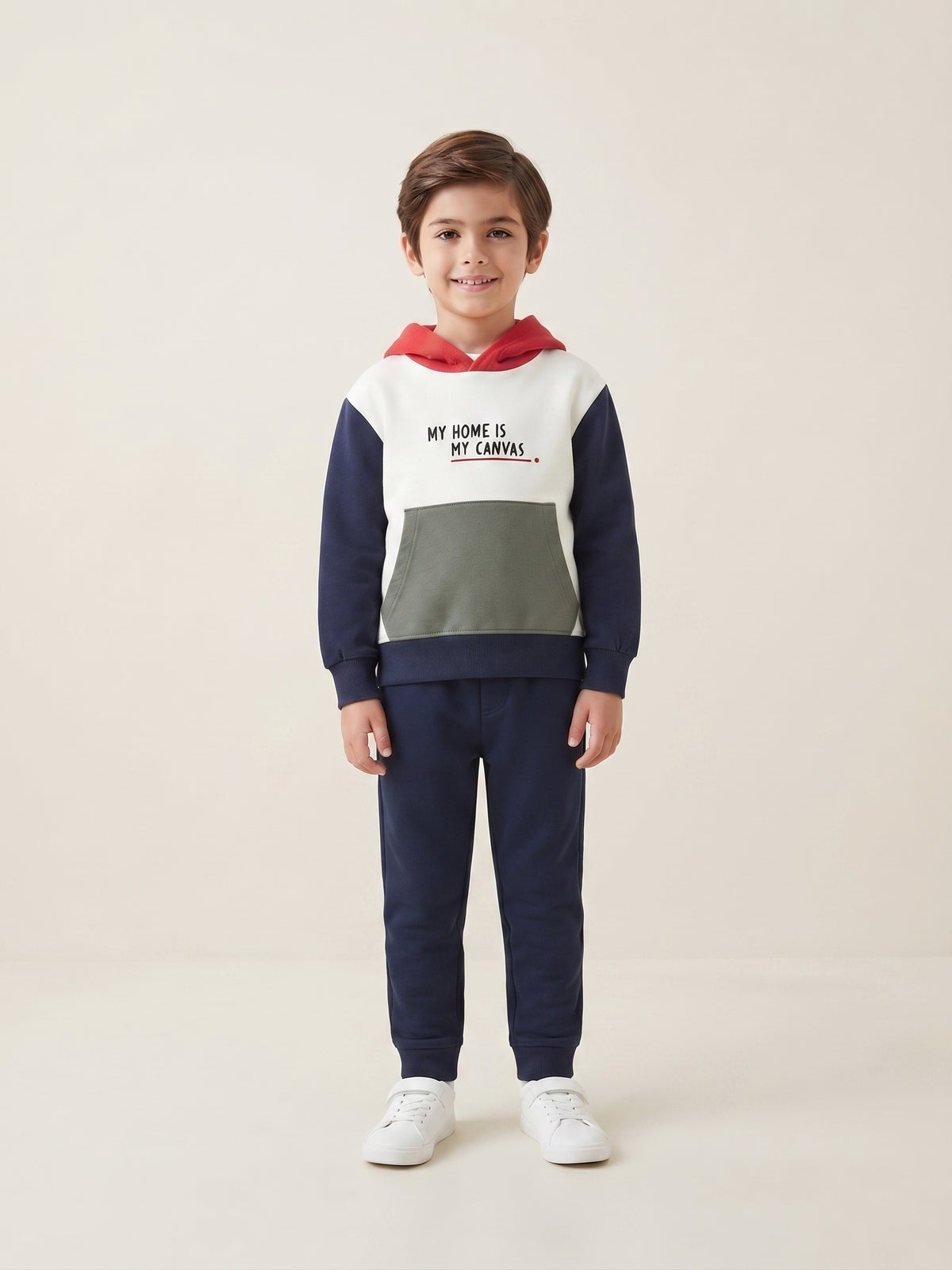 Sudadera con capucha de felpa, con bolsillo canguro, niño.