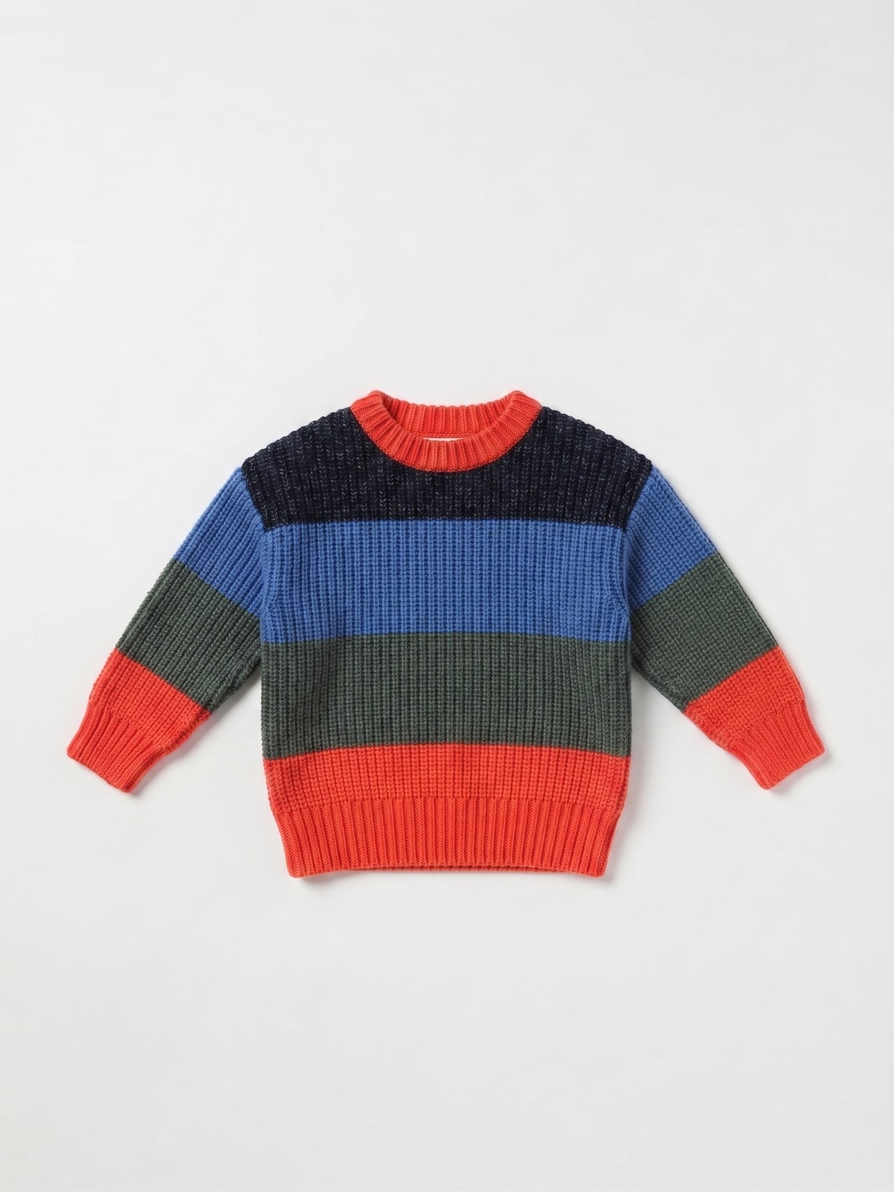 Jersey de punto texturizado de cuello redondo a rayas, niño.