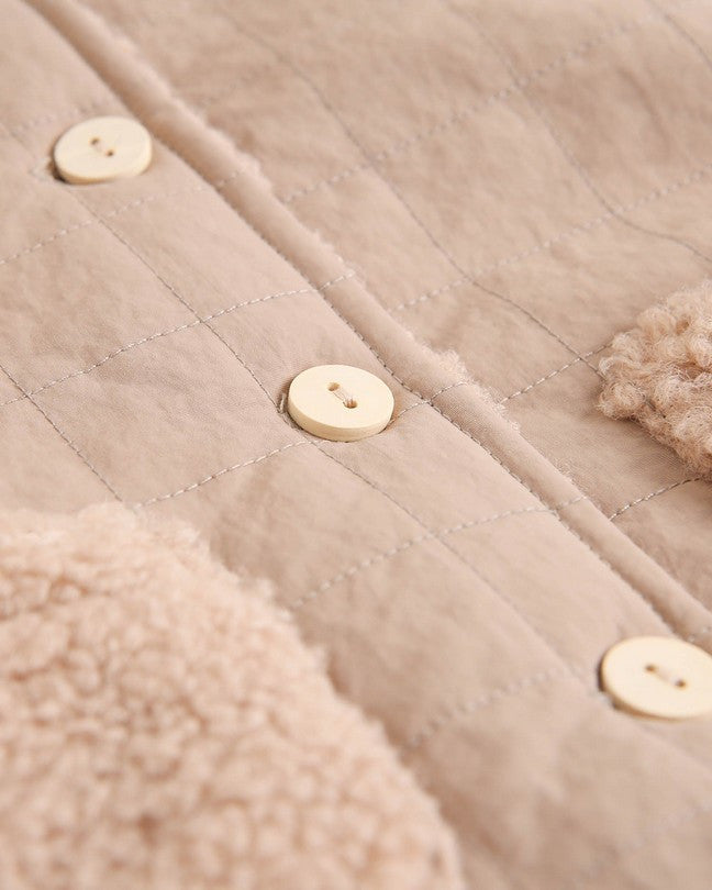 Abrigo Reversible De Bebé En Beige Con Capucha